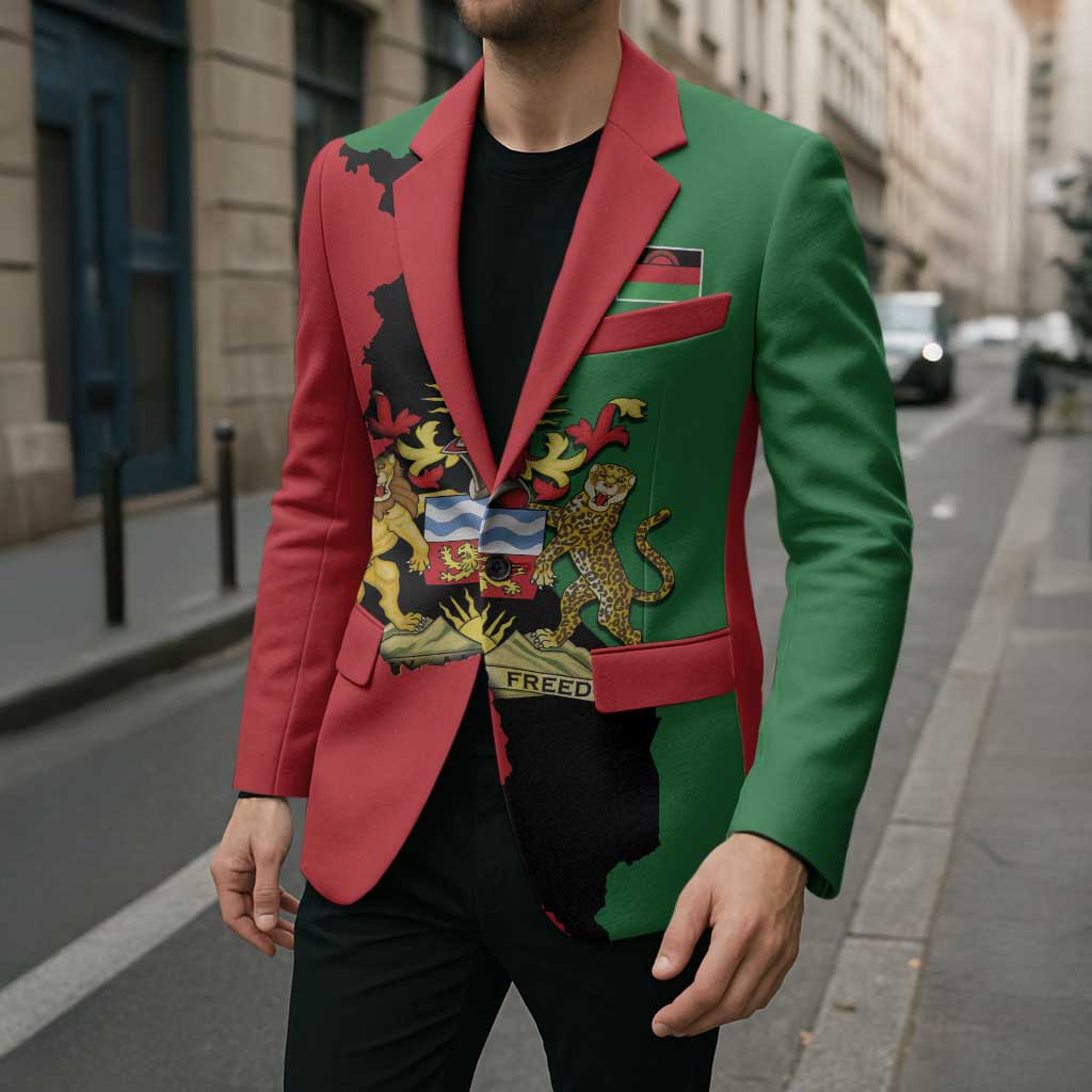 Malawi Flag Map Blazer Simple Malawi Emblem Coat of Arms - Wonder Print Shop