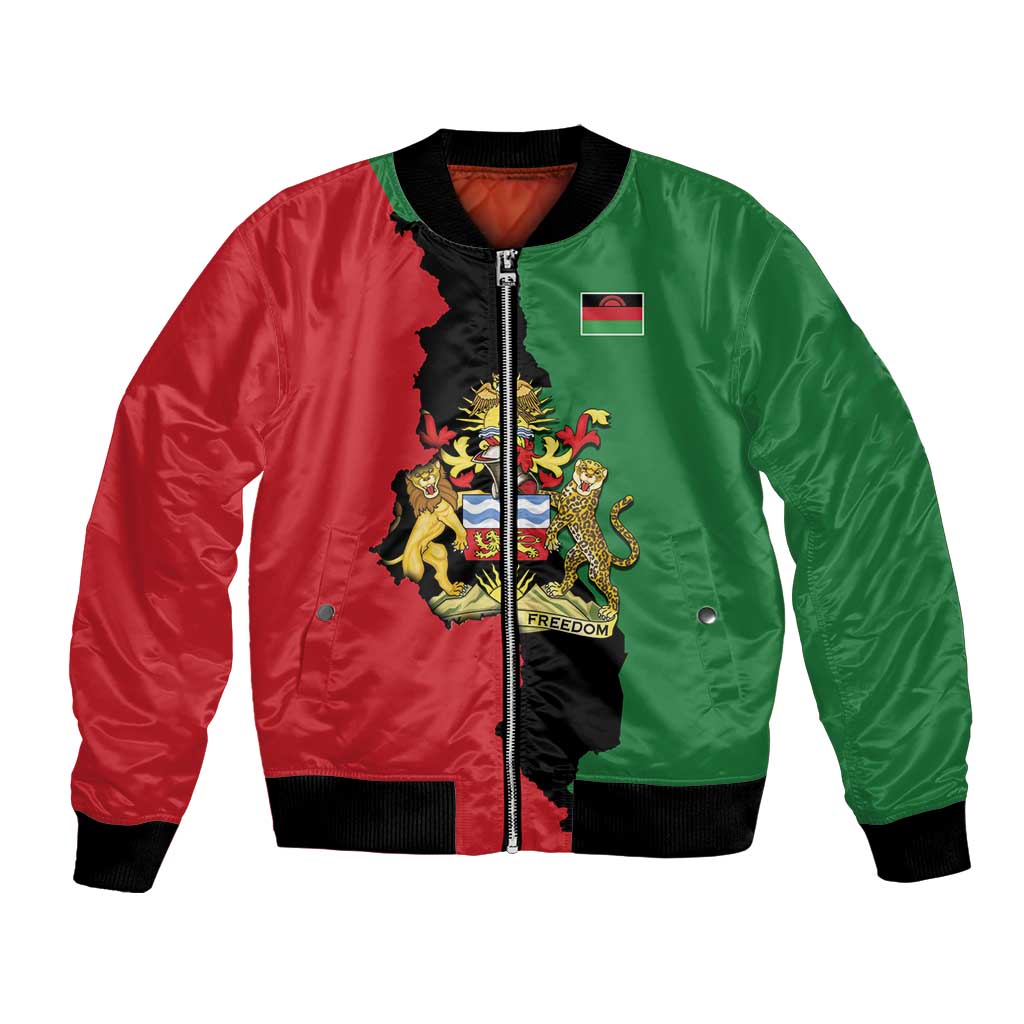 Malawi Flag Map Bomber Jacket Simple Malawi Emblem Coat of Arms - Wonder Print Shop