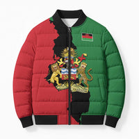 Malawi Flag Map Bomber Puffer Jacket Simple Malawi Emblem Coat of Arms - Wonder Print Shop