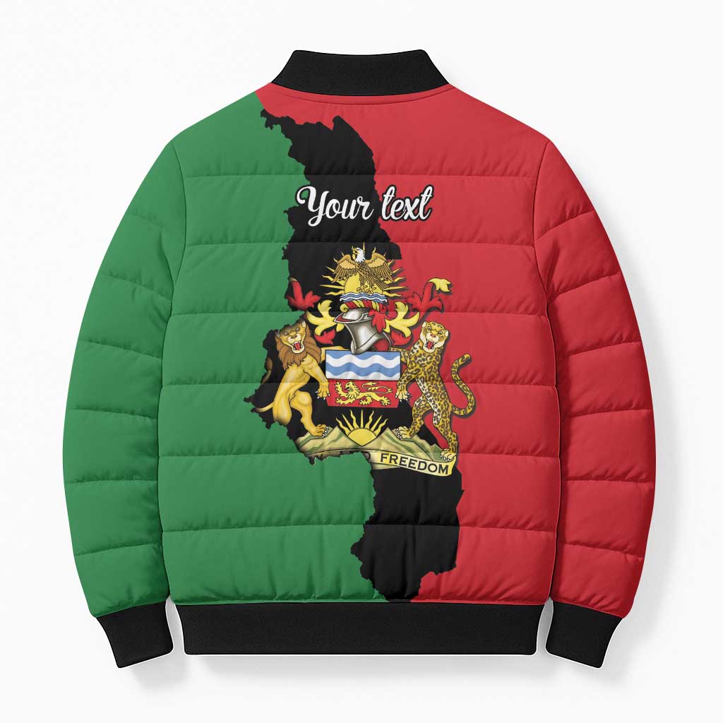 Malawi Flag Map Bomber Puffer Jacket Simple Malawi Emblem Coat of Arms - Wonder Print Shop