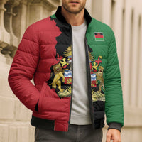 Malawi Flag Map Bomber Puffer Jacket Simple Malawi Emblem Coat of Arms - Wonder Print Shop