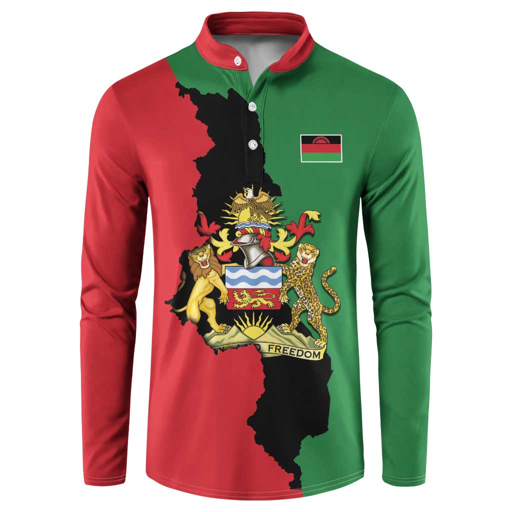 Malawi Flag Map Button Sweatshirt Simple Malawi Emblem Coat of Arms - Wonder Print Shop
