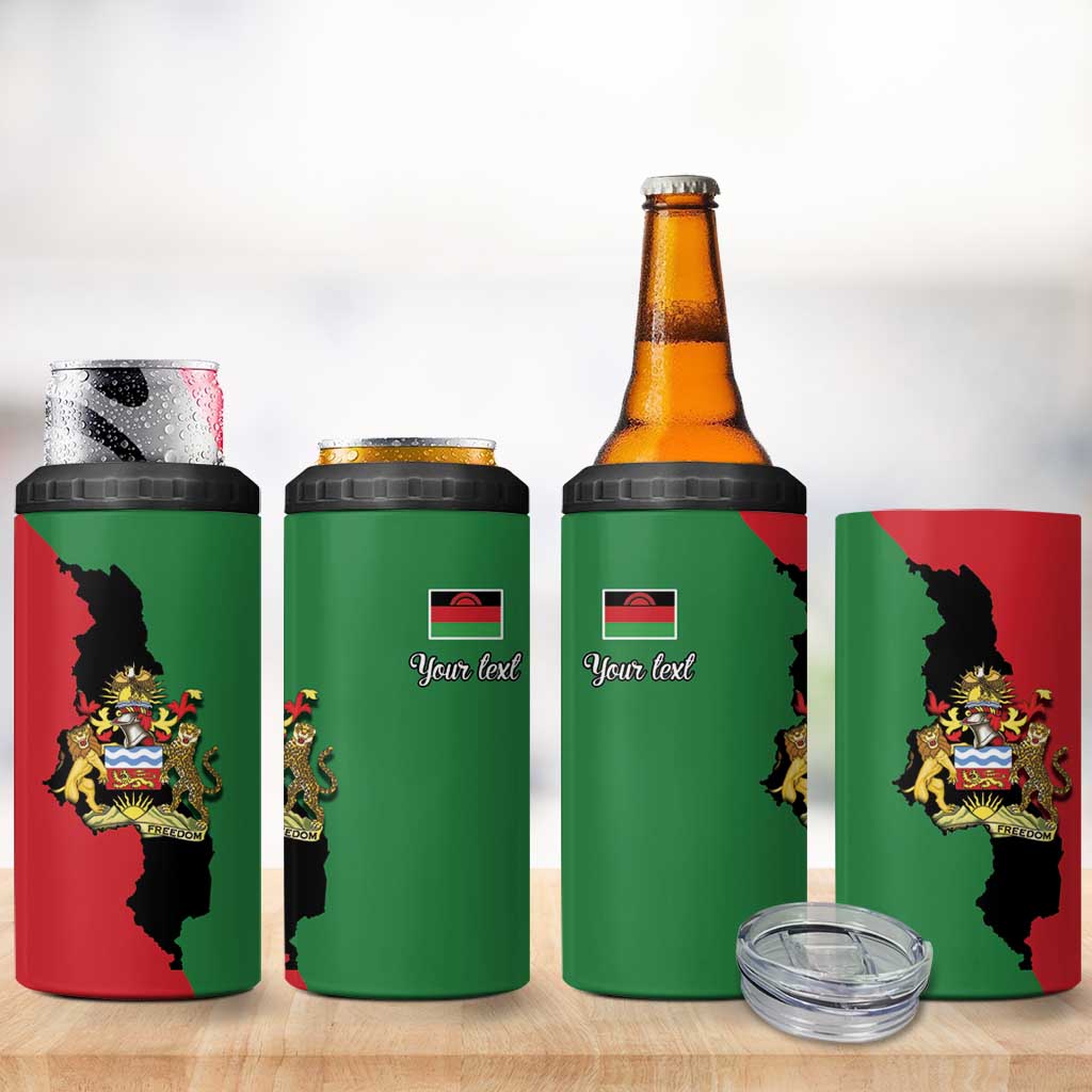 Malawi Flag Map 4 in 1 Can Cooler Tumbler Simple Malawi Emblem Coat of Arms - Wonder Print Shop