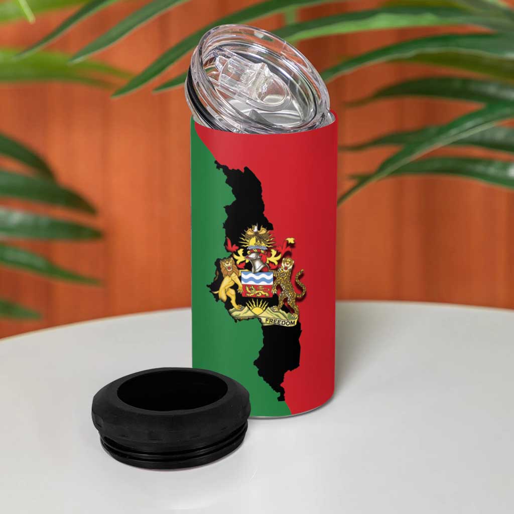 Malawi Flag Map 4 in 1 Can Cooler Tumbler Simple Malawi Emblem Coat of Arms - Wonder Print Shop