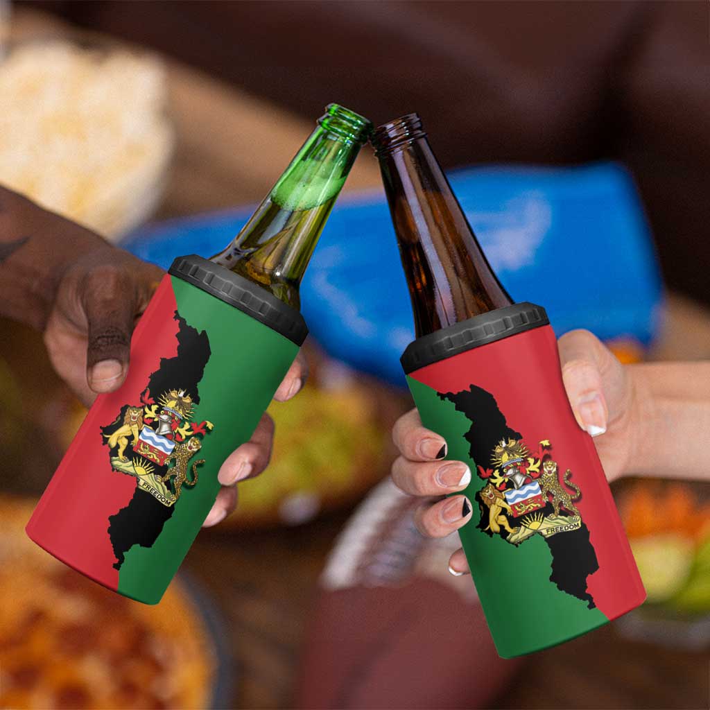 Malawi Flag Map 4 in 1 Can Cooler Tumbler Simple Malawi Emblem Coat of Arms - Wonder Print Shop