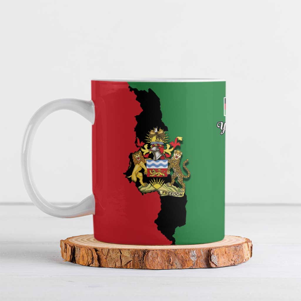 Malawi Flag Map Ceramic Mug Simple Malawi Emblem Coat of Arms - Wonder Print Shop