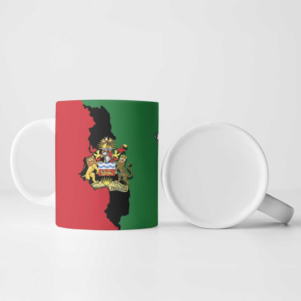 Malawi Flag Map Ceramic Mug Simple Malawi Emblem Coat of Arms - Wonder Print Shop