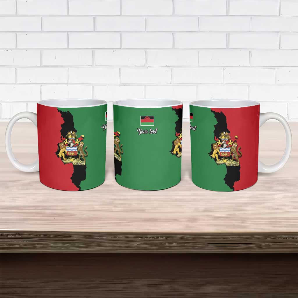Malawi Flag Map Ceramic Mug Simple Malawi Emblem Coat of Arms - Wonder Print Shop