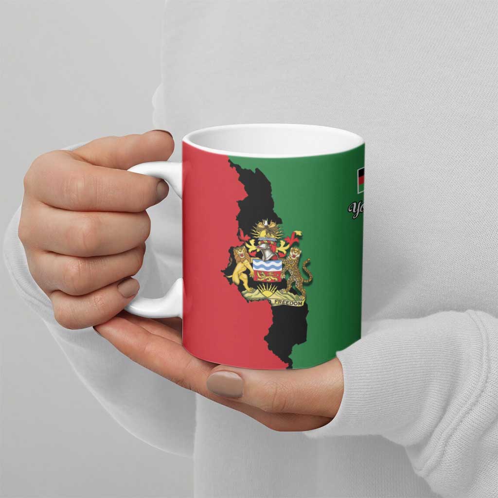 Malawi Flag Map Ceramic Mug Simple Malawi Emblem Coat of Arms - Wonder Print Shop