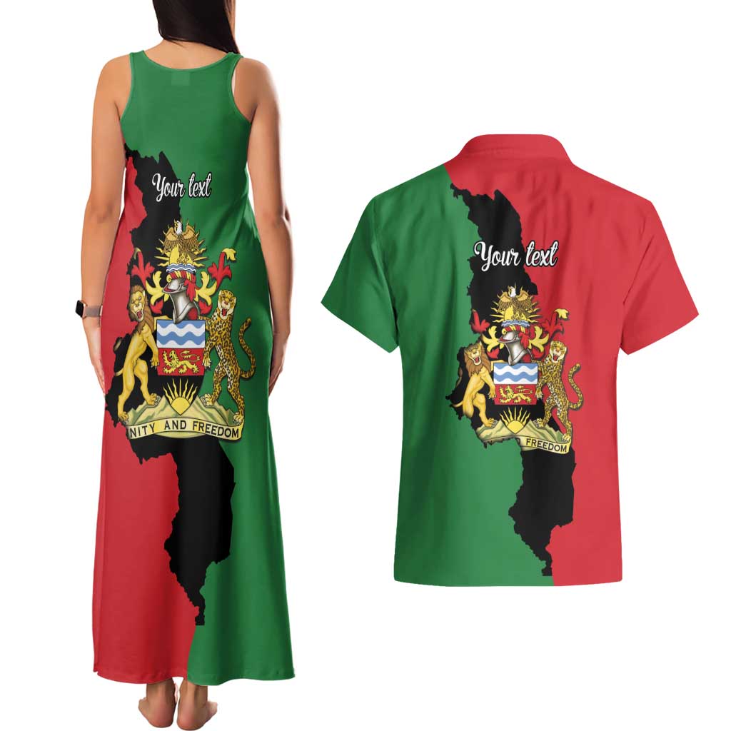 Malawi Flag Map Couples Matching Tank Maxi Dress and Hawaiian Shirt Simple Malawi Emblem Coat of Arms - Wonder Print Shop