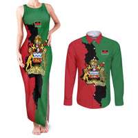 Malawi Flag Map Couples Matching Tank Maxi Dress and Long Sleeve Button Shirt Simple Malawi Emblem Coat of Arms - Wonder Print Shop