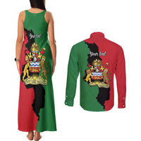 Malawi Flag Map Couples Matching Tank Maxi Dress and Long Sleeve Button Shirt Simple Malawi Emblem Coat of Arms - Wonder Print Shop