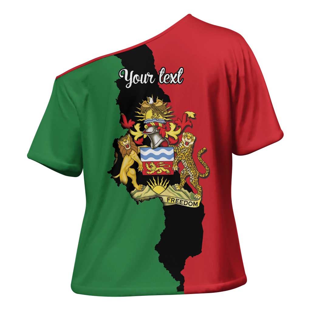 Malawi Flag Map Cross Shoulder Shirt Simple Malawi Emblem Coat of Arms - Wonder Print Shop