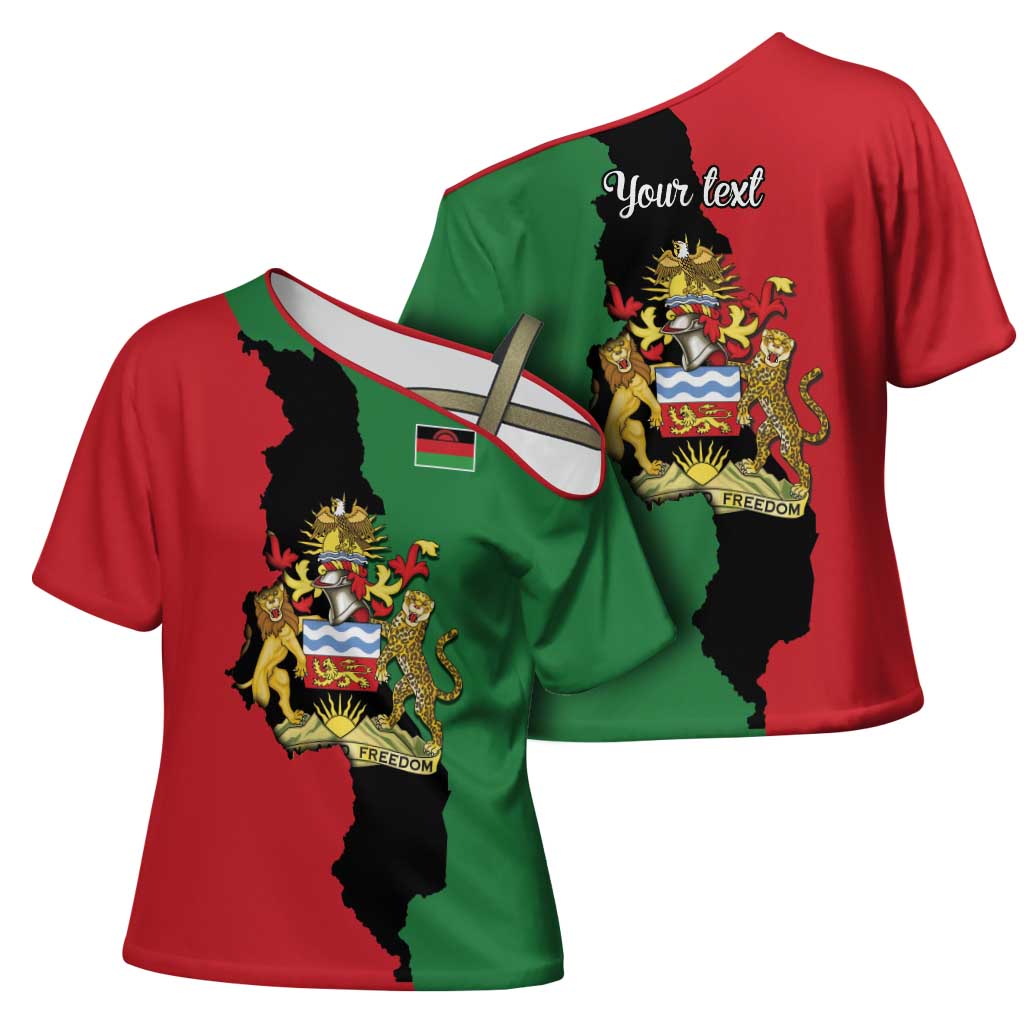 Malawi Flag Map Cross Shoulder Shirt Simple Malawi Emblem Coat of Arms - Wonder Print Shop