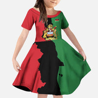 Malawi Flag Map Family Matching Off The Shoulder Long Sleeve Dress and Hawaiian Shirt Simple Malawi Emblem Coat of Arms - Wonder Print Shop
