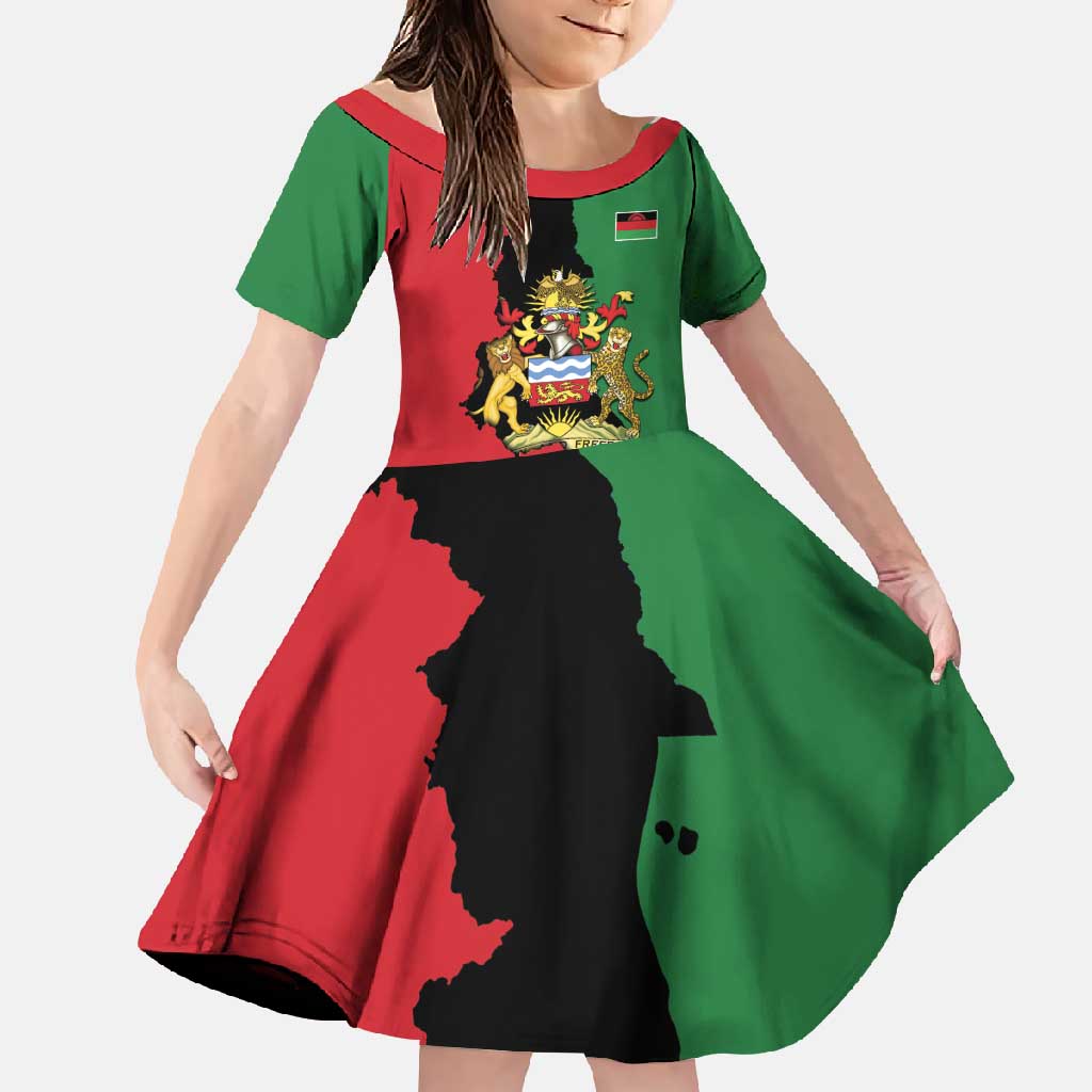 Malawi Flag Map Family Matching Off Shoulder Maxi Dress and Hawaiian Shirt Simple Malawi Emblem Coat of Arms - Wonder Print Shop