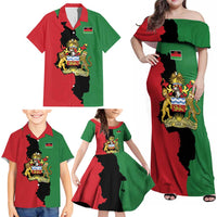 Malawi Flag Map Family Matching Off Shoulder Maxi Dress and Hawaiian Shirt Simple Malawi Emblem Coat of Arms - Wonder Print Shop