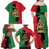 Malawi Flag Map Family Matching Off Shoulder Maxi Dress and Hawaiian Shirt Simple Malawi Emblem Coat of Arms - Wonder Print Shop