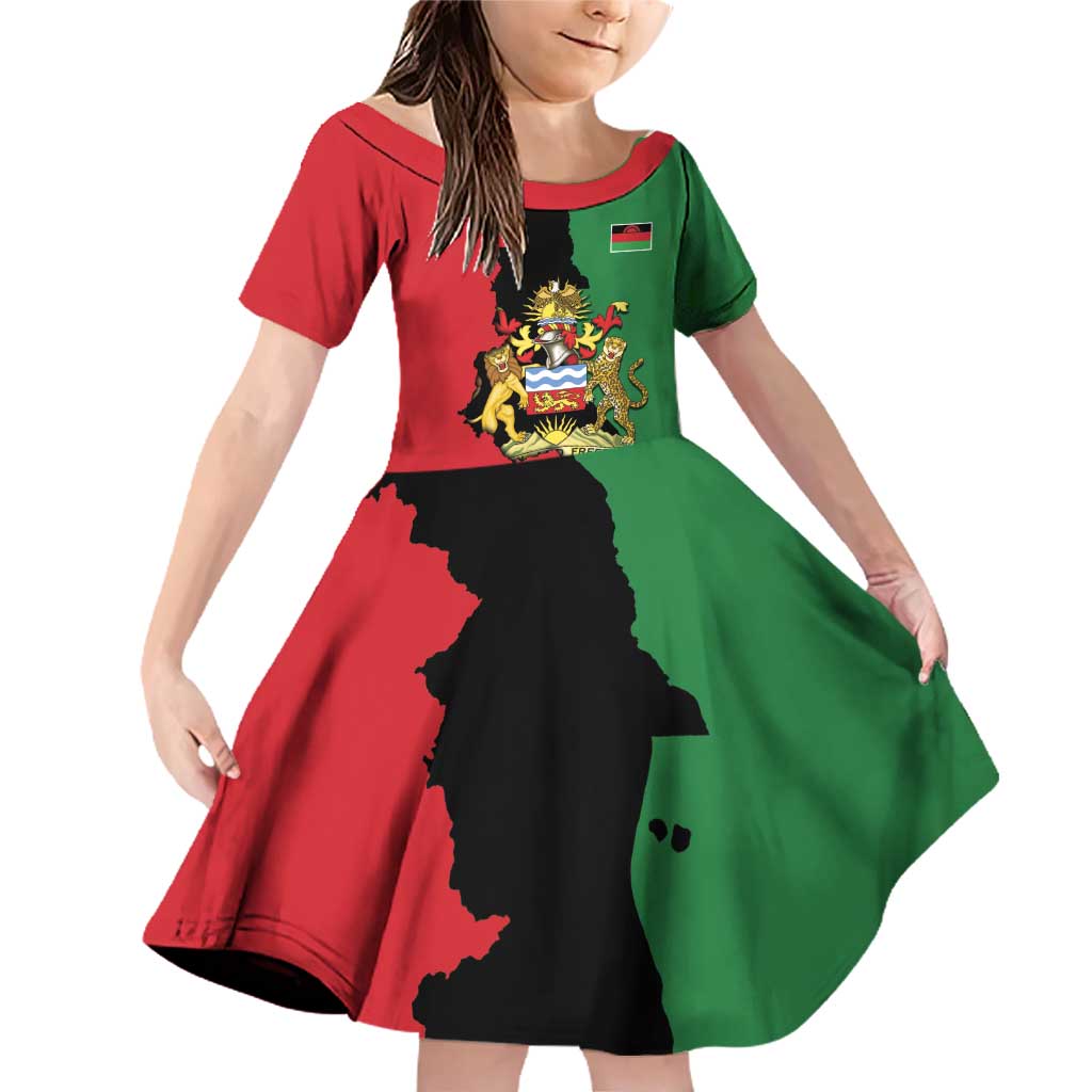 Malawi Flag Map Family Matching Off Shoulder Short Dress and Hawaiian Shirt Simple Malawi Emblem Coat of Arms - Wonder Print Shop
