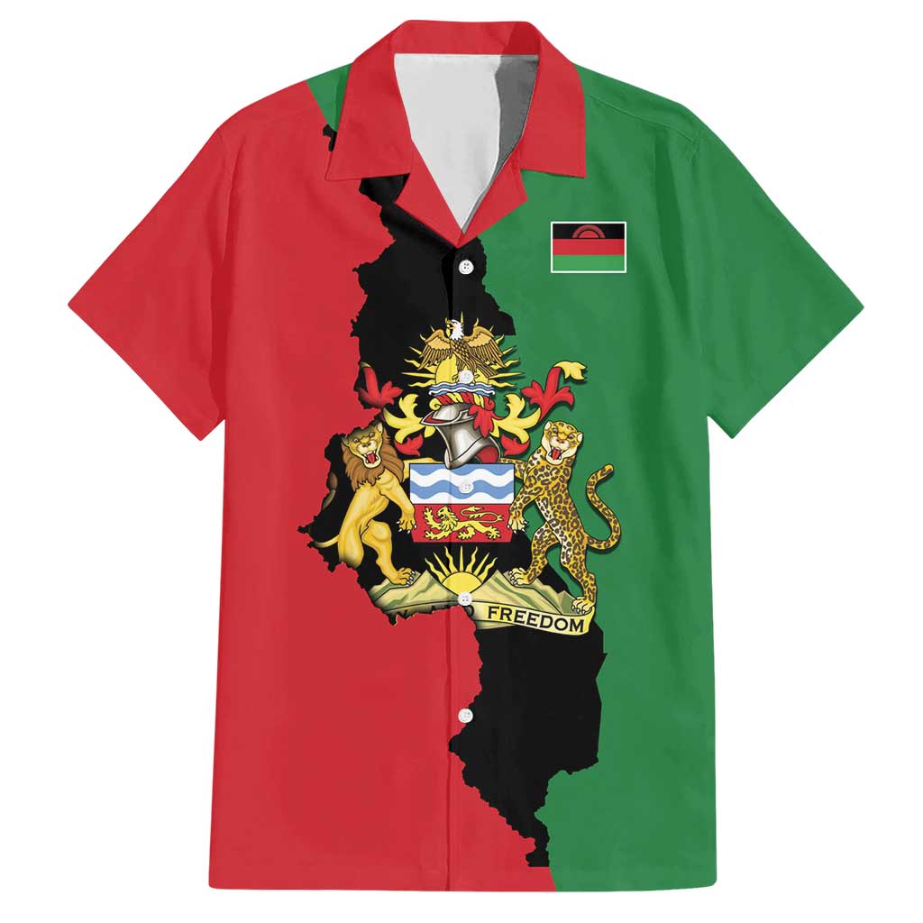Malawi Flag Map Family Matching Short Sleeve Bodycon Dress and Hawaiian Shirt Simple Malawi Emblem Coat of Arms - Wonder Print Shop