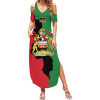 Malawi Flag Map Family Matching Summer Maxi Dress and Hawaiian Shirt Simple Malawi Emblem Coat of Arms - Wonder Print Shop