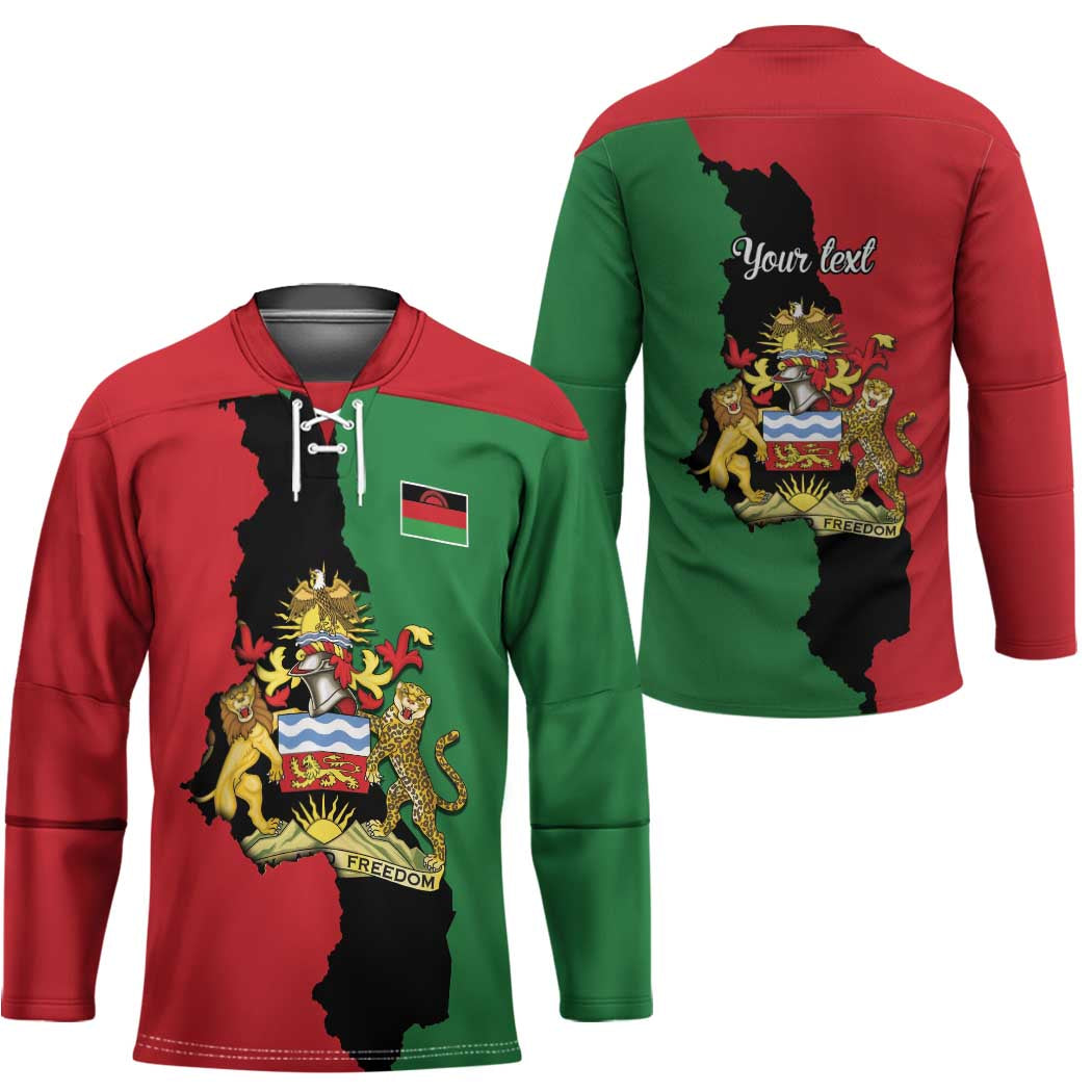Malawi Flag Map Hockey Jersey Simple Malawi Emblem Coat of Arms - Wonder Print Shop