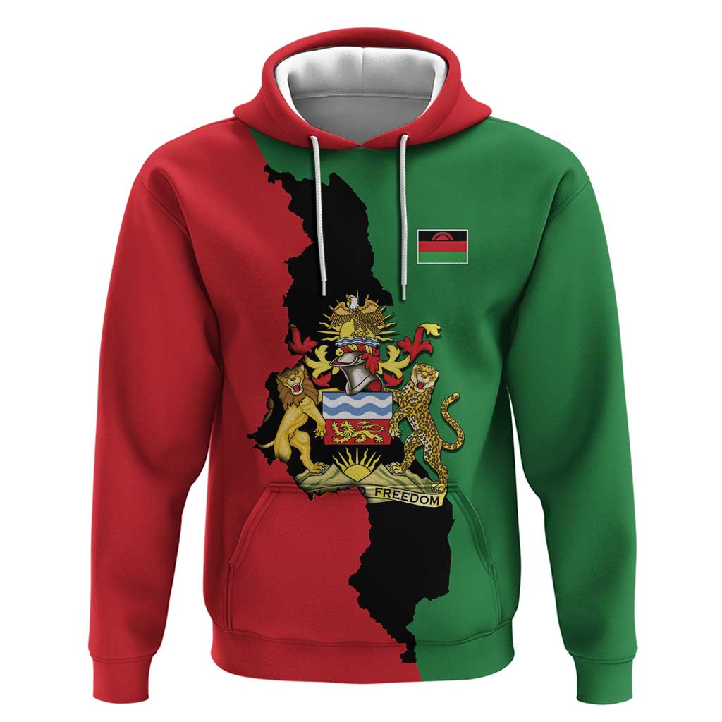 Malawi Flag Map Hoodie Simple Malawi Emblem Coat of Arms - Wonder Print Shop