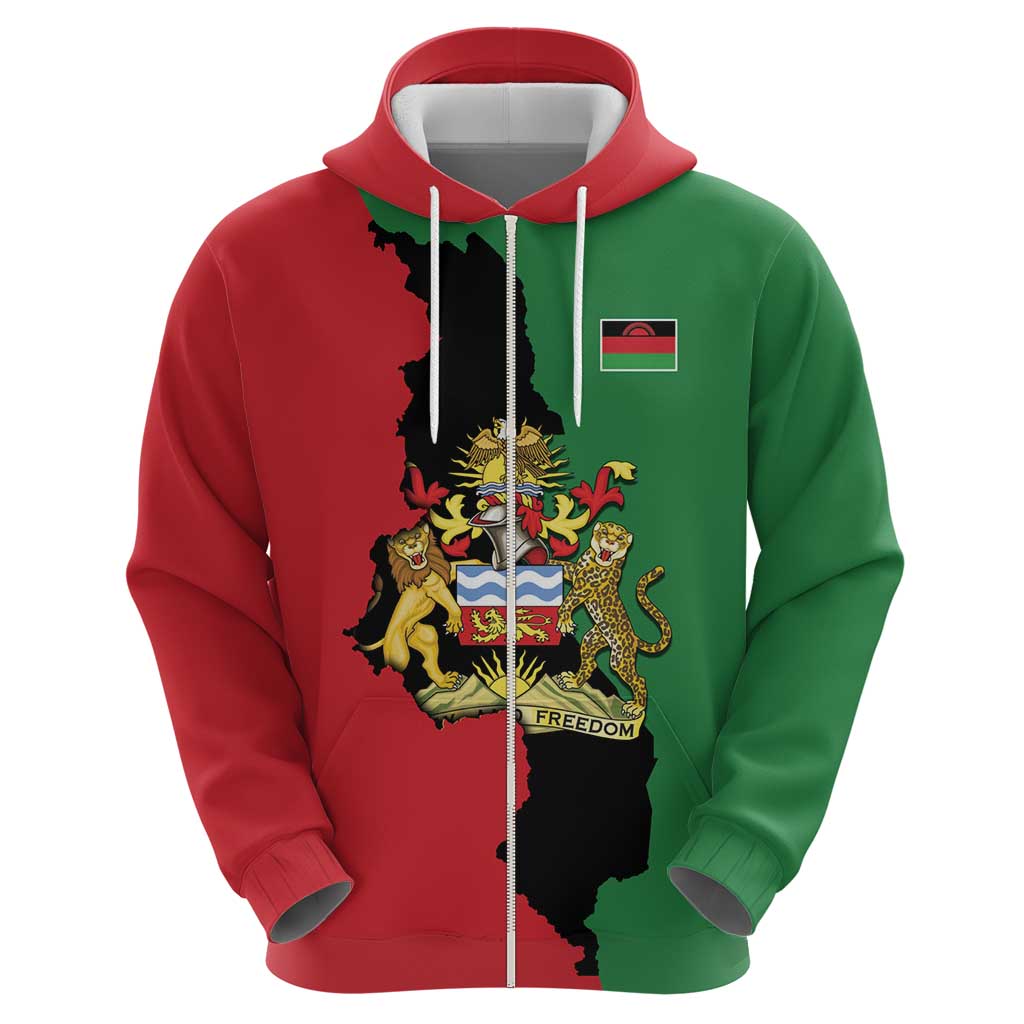 Malawi Flag Map Hoodie Simple Malawi Emblem Coat of Arms - Wonder Print Shop