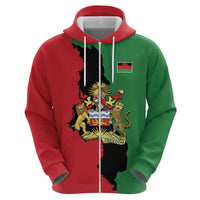 Malawi Flag Map Hoodie Simple Malawi Emblem Coat of Arms - Wonder Print Shop