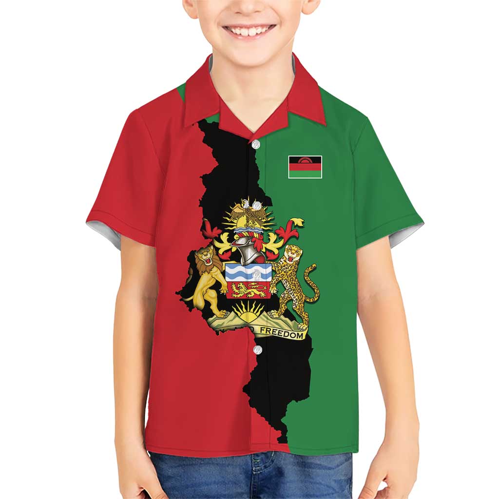 Malawi Flag Map Kid Hawaiian Shirt Simple Malawi Emblem Coat of Arms - Wonder Print Shop