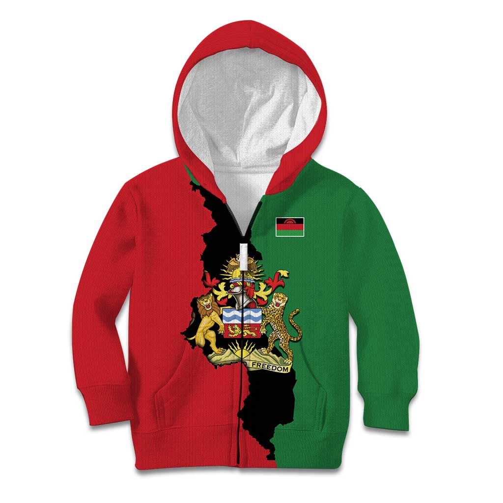 Malawi Flag Map Kid Hoodie Simple Malawi Emblem Coat of Arms - Wonder Print Shop