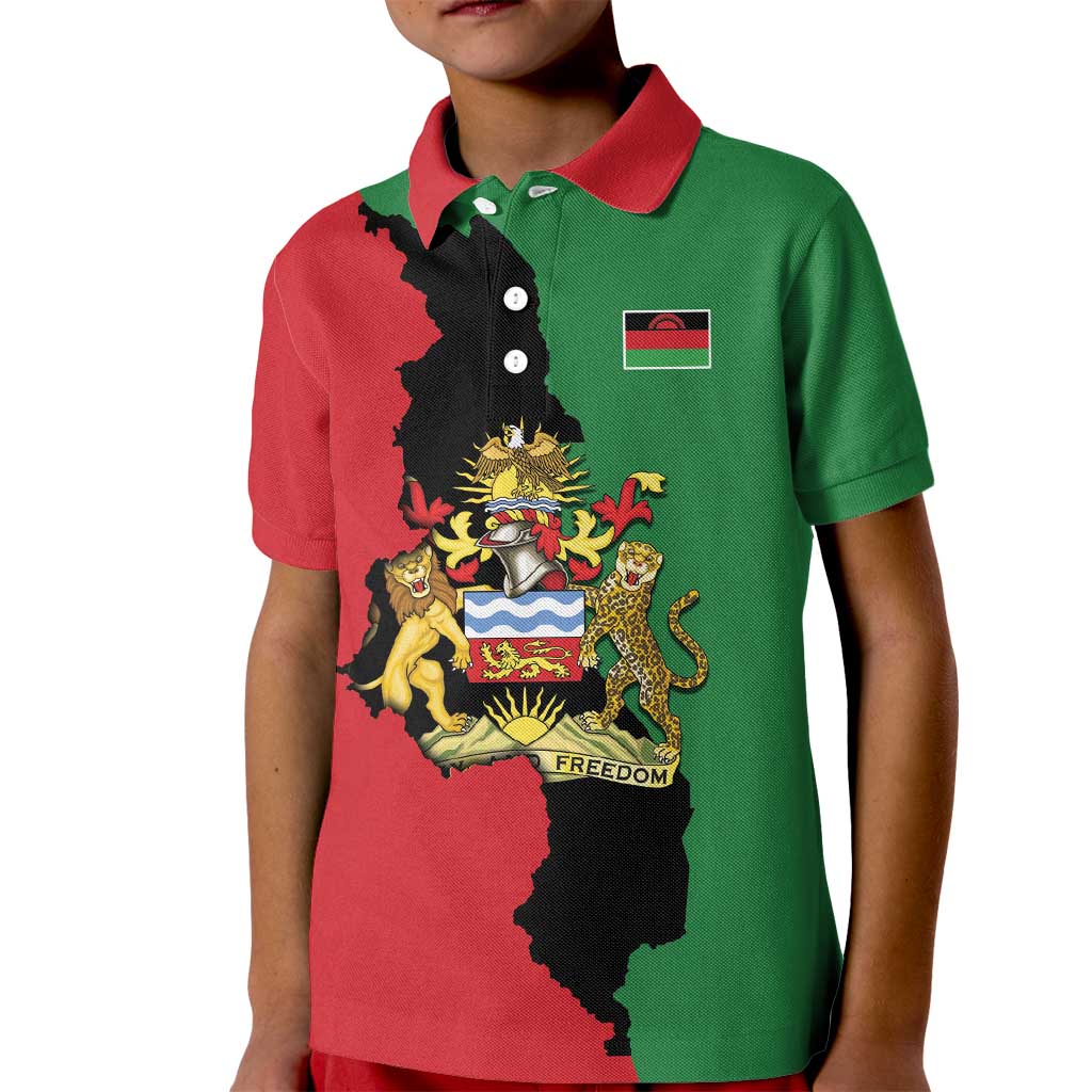 Malawi Flag Map Kid Polo Shirt Simple Malawi Emblem Coat of Arms - Wonder Print Shop