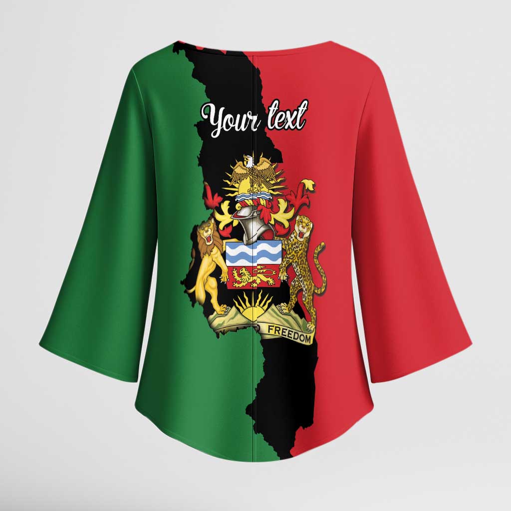 Malawi Flag Map Kimono Sleeve Blouse Simple Malawi Emblem Coat of Arms - Wonder Print Shop