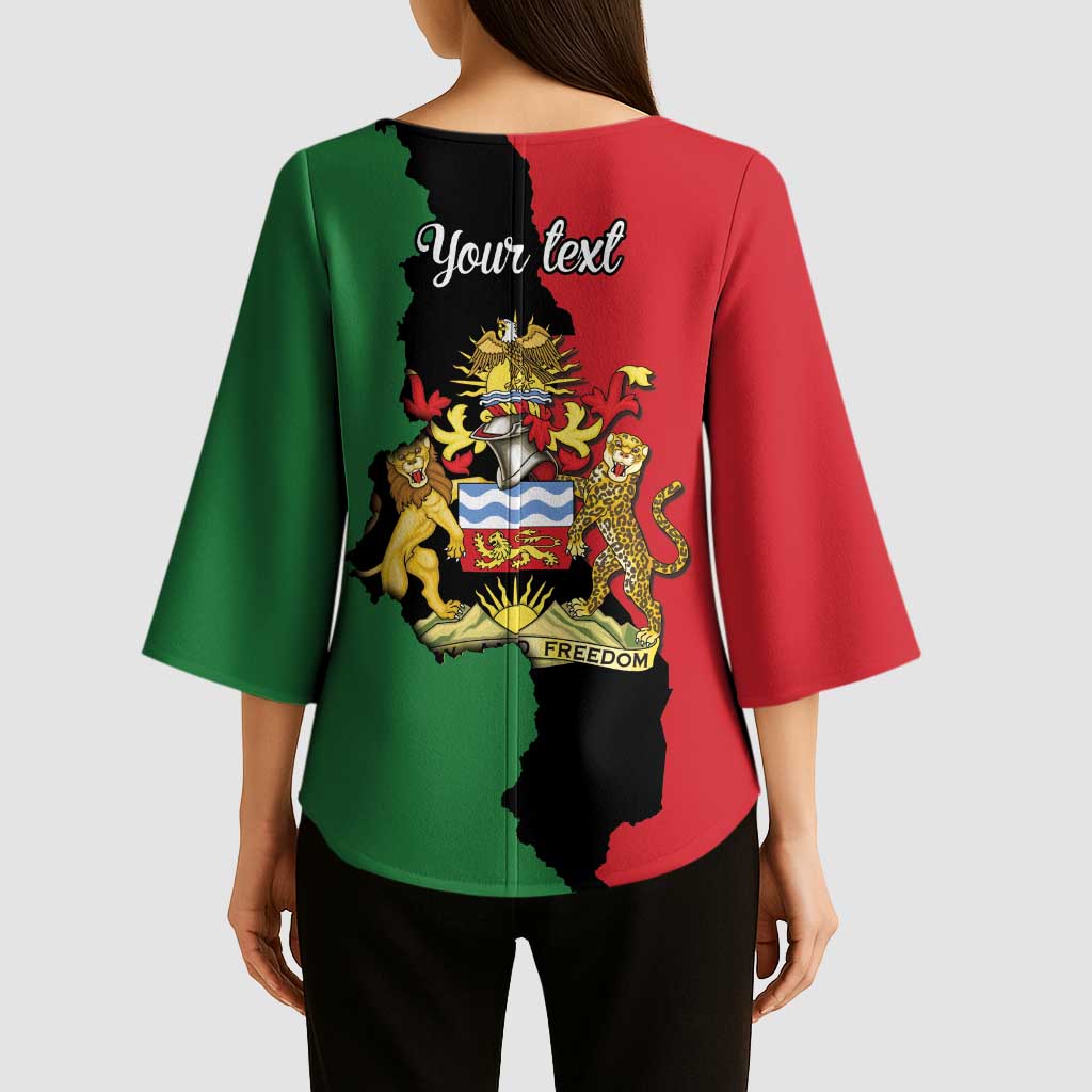 Malawi Flag Map Kimono Sleeve Blouse Simple Malawi Emblem Coat of Arms - Wonder Print Shop