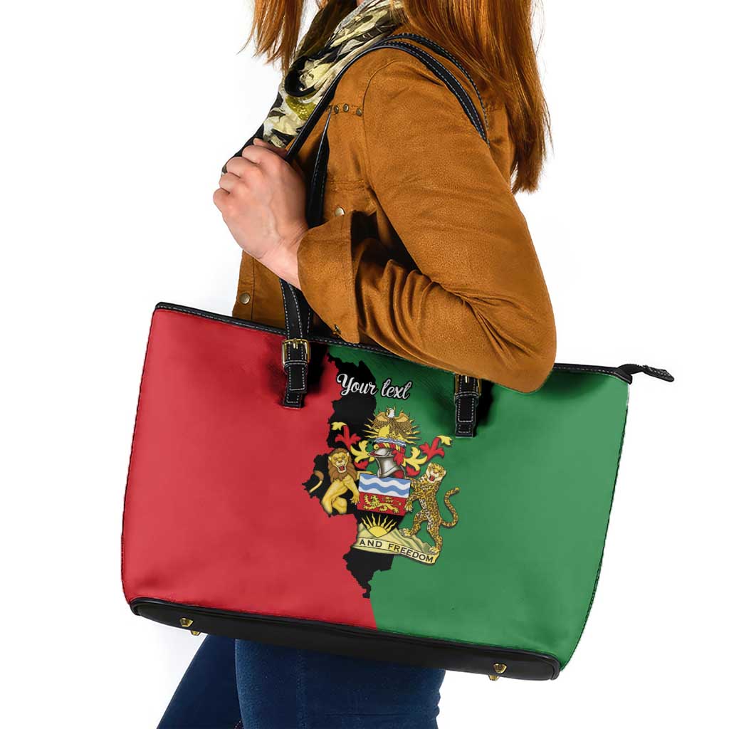 Malawi Flag Map Leather Tote Bag Simple Malawi Emblem Coat of Arms - Wonder Print Shop