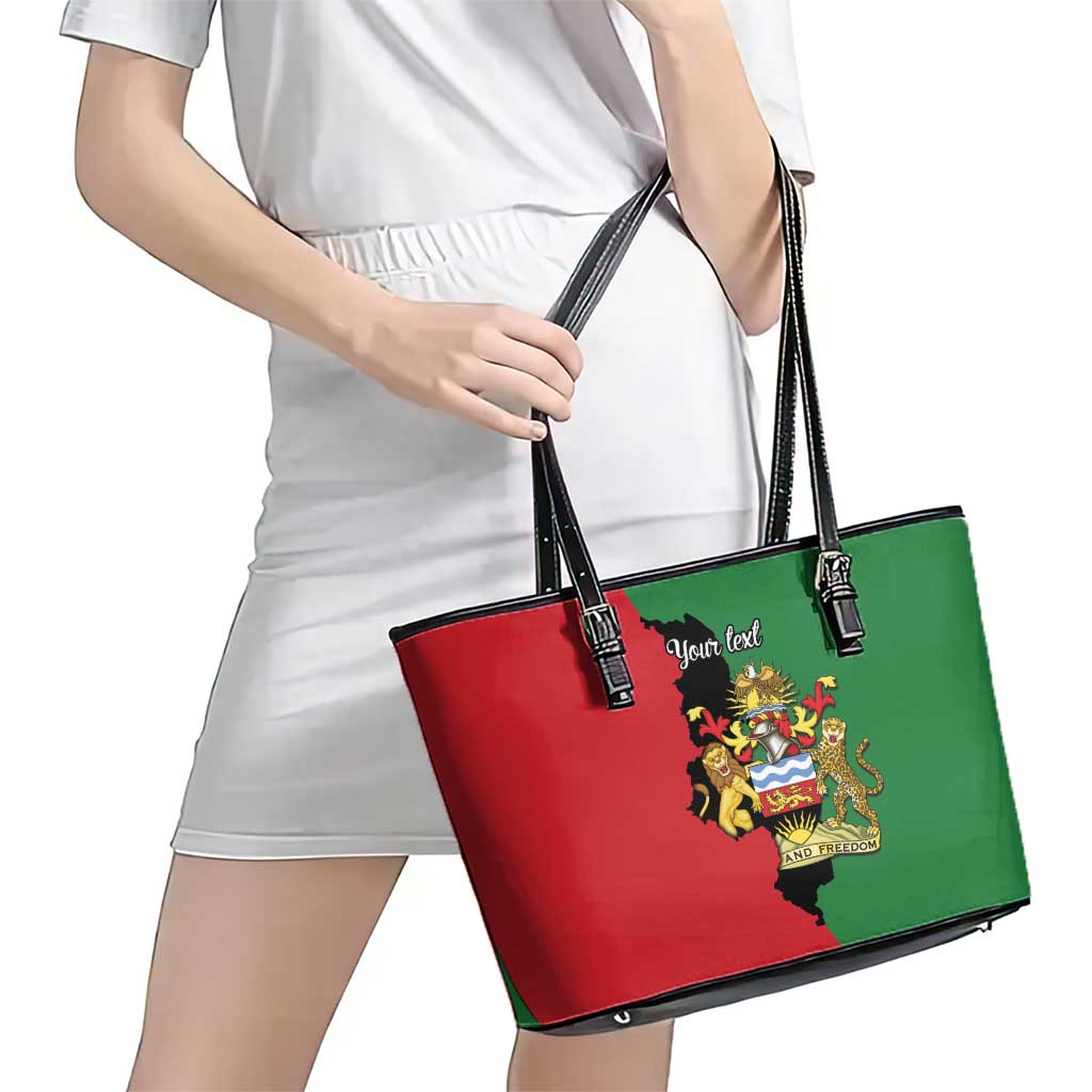 Malawi Flag Map Leather Tote Bag Simple Malawi Emblem Coat of Arms - Wonder Print Shop