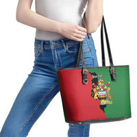 Malawi Flag Map Leather Tote Bag Simple Malawi Emblem Coat of Arms - Wonder Print Shop
