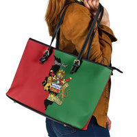 Malawi Flag Map Leather Tote Bag Simple Malawi Emblem Coat of Arms - Wonder Print Shop