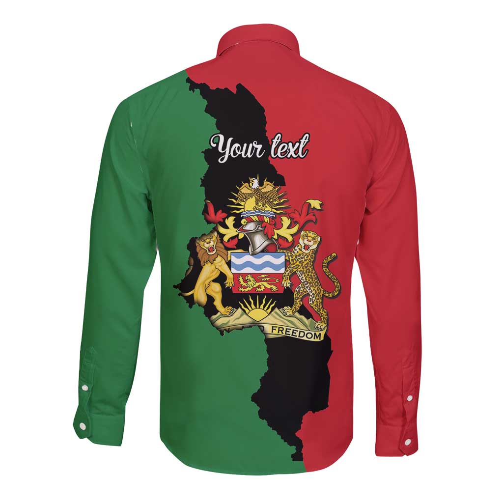 Malawi Flag Map Long Sleeve Button Shirt Simple Malawi Emblem Coat of Arms - Wonder Print Shop