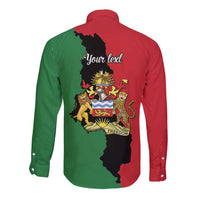 Malawi Flag Map Long Sleeve Button Shirt Simple Malawi Emblem Coat of Arms - Wonder Print Shop
