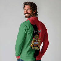 Malawi Flag Map Long Sleeve Polo Shirt Simple Malawi Emblem Coat of Arms - Wonder Print Shop