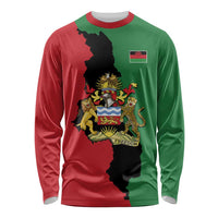 Malawi Flag Map Long Sleeve Shirt Simple Malawi Emblem Coat of Arms - Wonder Print Shop