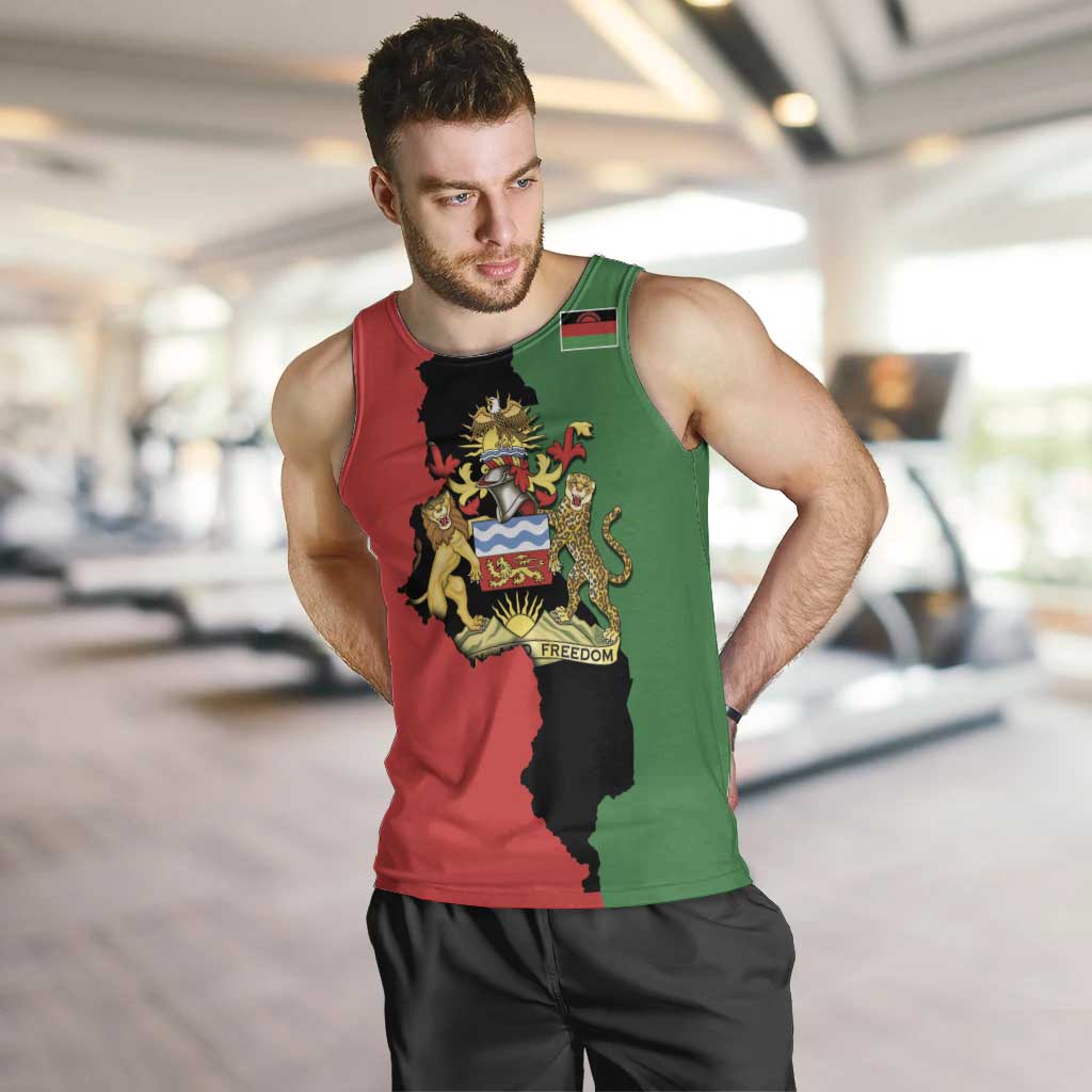Malawi Flag Map Men Tank Top Simple Malawi Emblem Coat of Arms - Wonder Print Shop