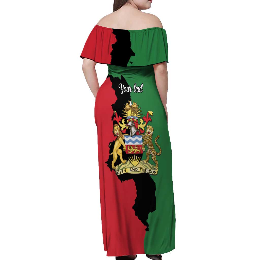 Malawi Flag Map Off Shoulder Maxi Dress Simple Malawi Emblem Coat of Arms - Wonder Print Shop