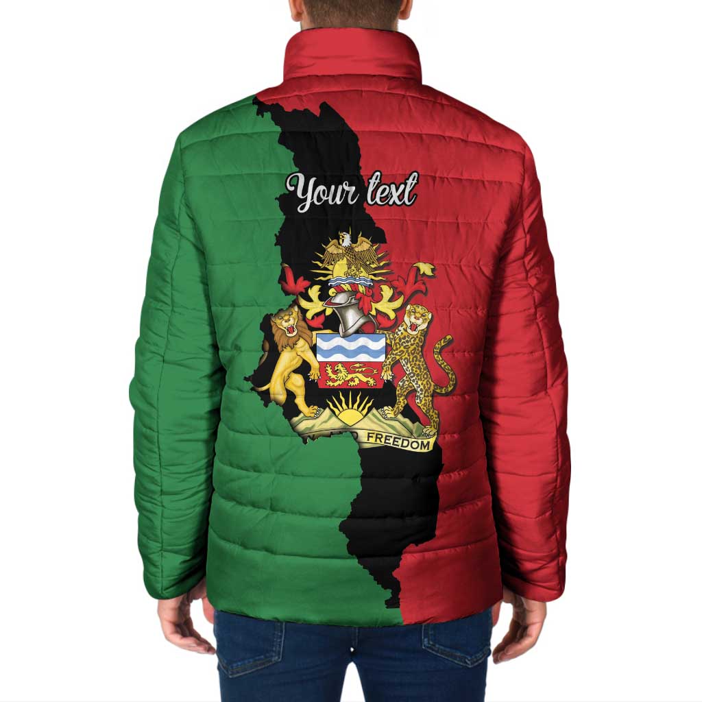 Malawi Flag Map Padded Jacket Simple Malawi Emblem Coat of Arms - Wonder Print Shop