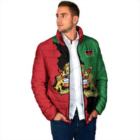 Malawi Flag Map Padded Jacket Simple Malawi Emblem Coat of Arms - Wonder Print Shop