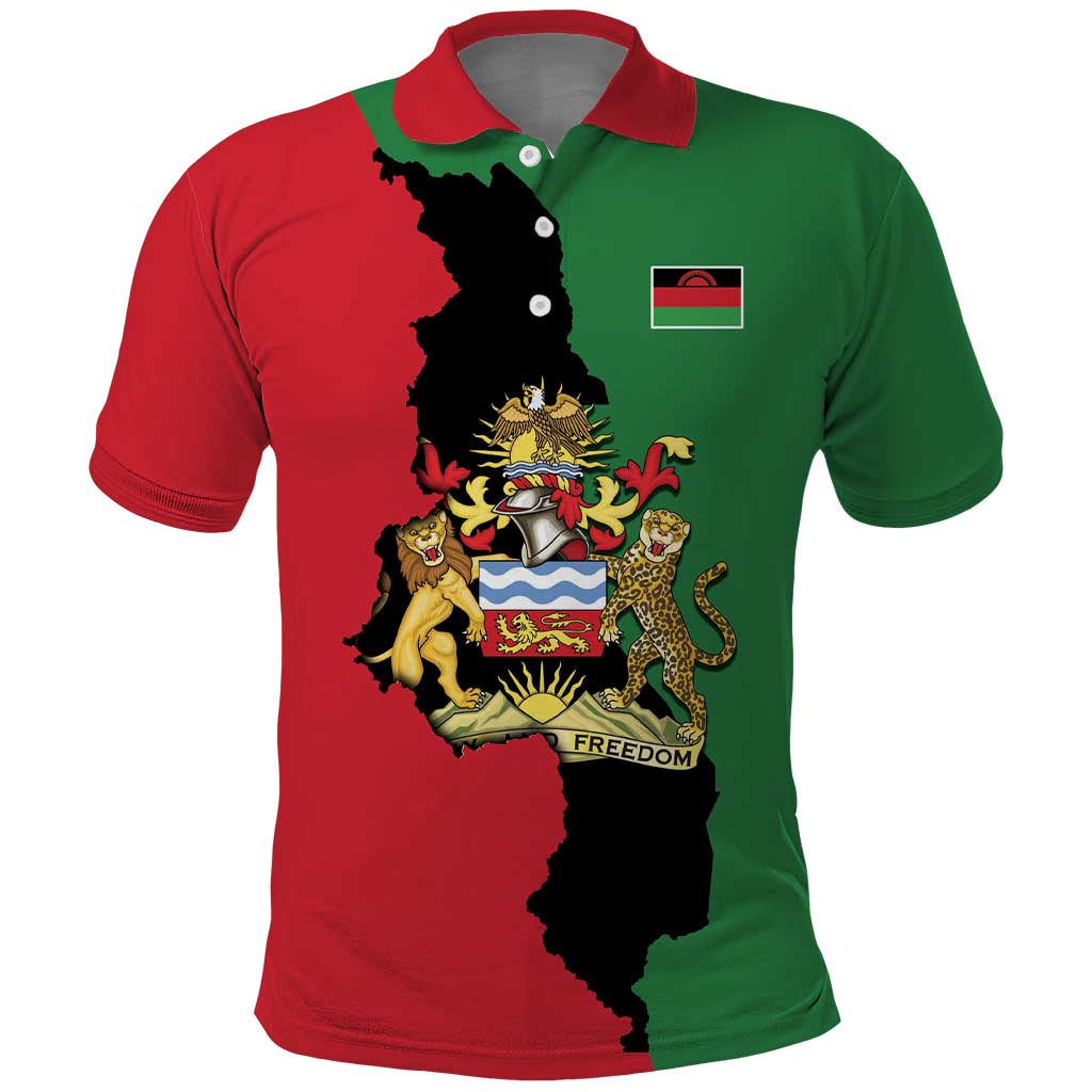 Malawi Flag Map Polo Shirt Simple Malawi Emblem Coat of Arms - Wonder Print Shop