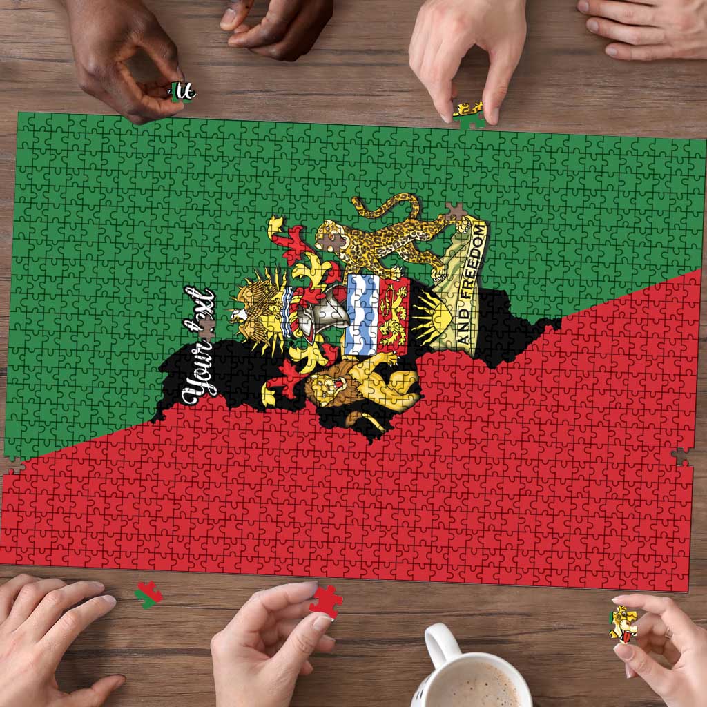 Malawi Flag Map Puzzle Simple Malawi Emblem Coat of Arms - Wonder Print Shop