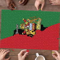 Malawi Flag Map Puzzle Simple Malawi Emblem Coat of Arms - Wonder Print Shop