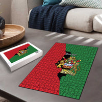 Malawi Flag Map Puzzle Simple Malawi Emblem Coat of Arms - Wonder Print Shop